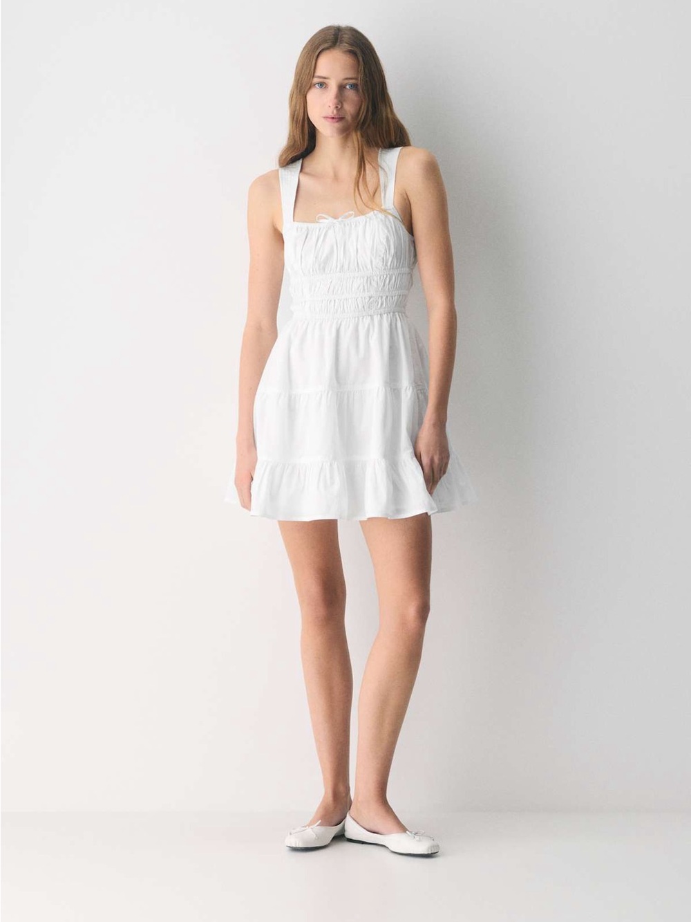 Aritzia Sunday Best White Tiered Smocked Poplin Sundress Size XS NWOT